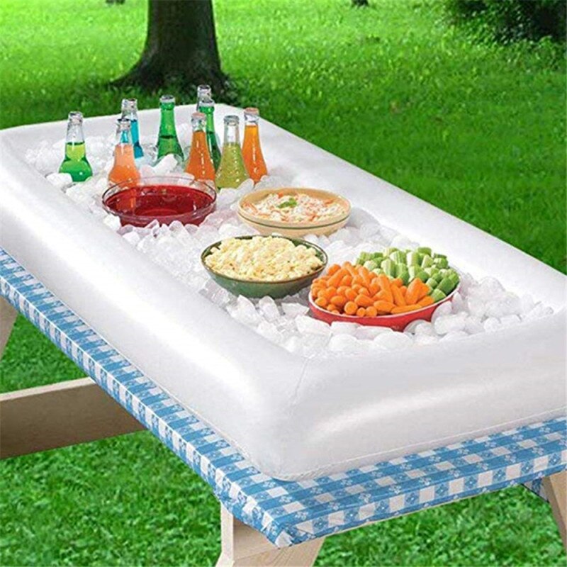 Bærbare svømmeluftmadrasser pool flyder oppustelig ølbord madras isspand servering salatbar bakke mad vandsport