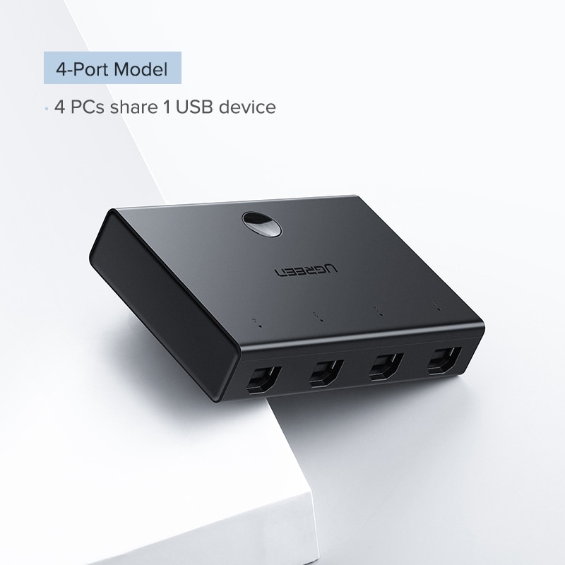 Ugreen KVM Switch USB Sharing Switcher 4/2 PCs Share 1 Device 4/2 Port KVM Selector for Keyboard Printer Monitor USB Switch: 4-Port Mode