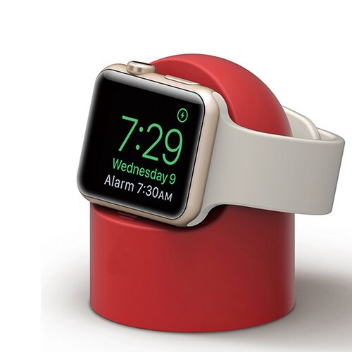 Station de charge de nuit en Silicone pour Apple Watch, pour Apple watch 6 5 4 3 2 SE iWatch 44mm 42mm 40mm 38mm, pour apple Watch: red