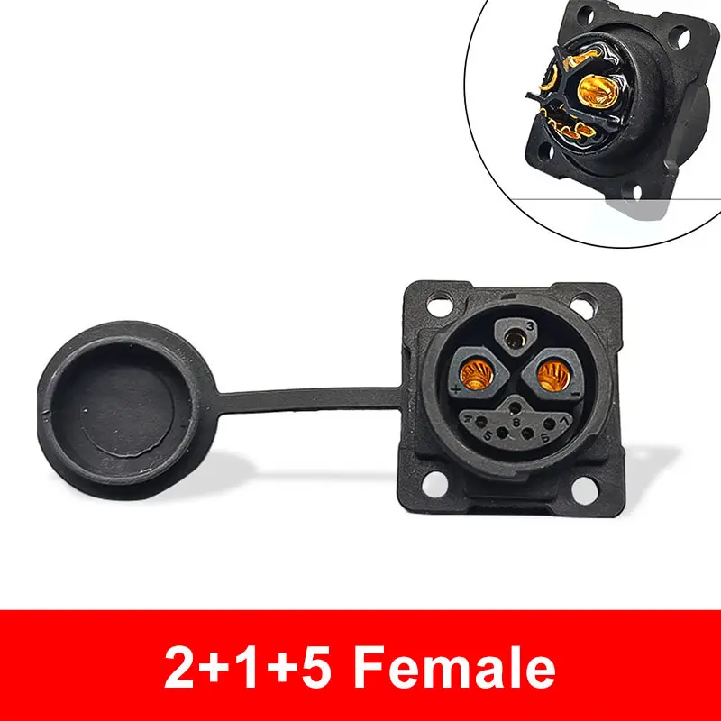 Charging Plug 2+1+5 E-Bike Lithium Battery Connector Electric Vehicle 2+4/2+6 Charging Port Cord Adapter Male and Female Socket: Dark Grey