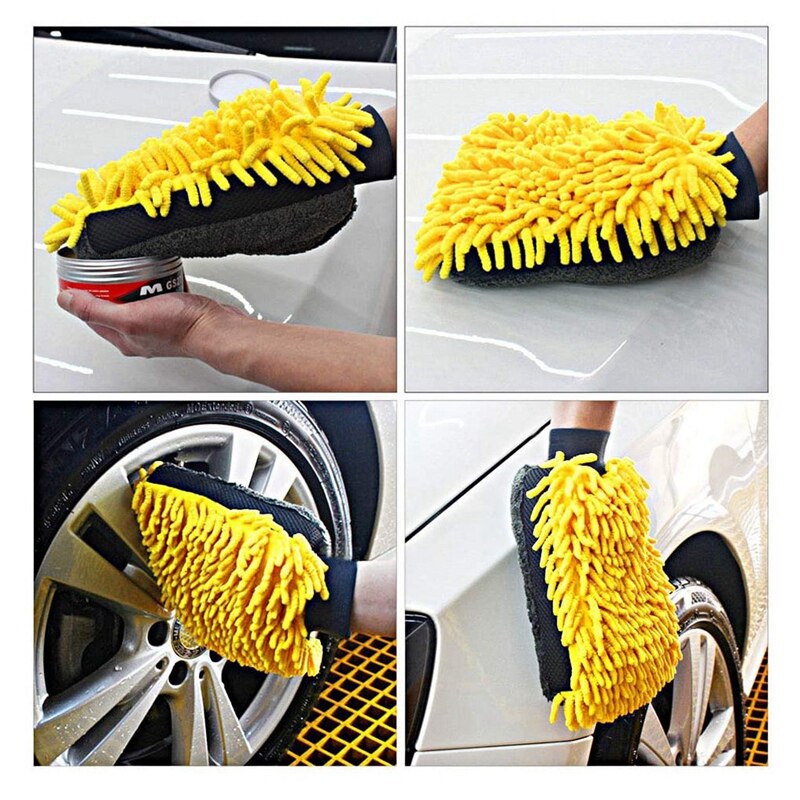 2 stuks autowashandschoen, microvezel anti-kras, dubbelzijdige schoonmaakhandschoenen, sets zachte, veelzijdige schoonmaakdoeken