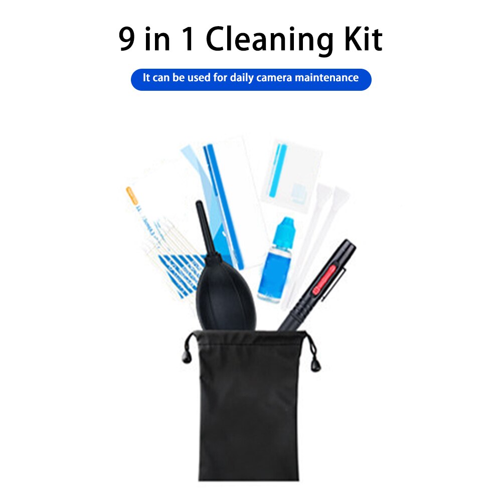 DSLR SLR Camera Cleaning Kit Multipurpose Screen 9 In 1 Universal Lens Sensor Care Cloth Brush Swabs Air Blower
