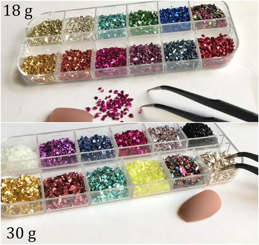 Liten oregelbunden krossat krossat glas 3d nail art, hartskonst, mobiltelefon, skal glitter sten dekoration: Oregelbunden sten