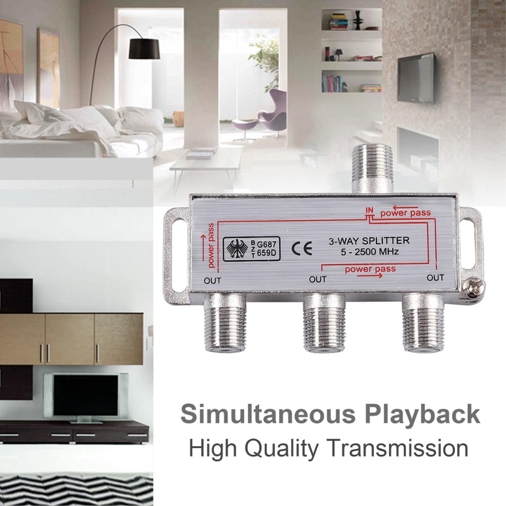 Neoteck 2 Pcs 3 Way TV / CATV Broadband Splitter 2500MHz 3-Way Coax Cable Splitter Bi-Directional MoCA 5-2500MHz
