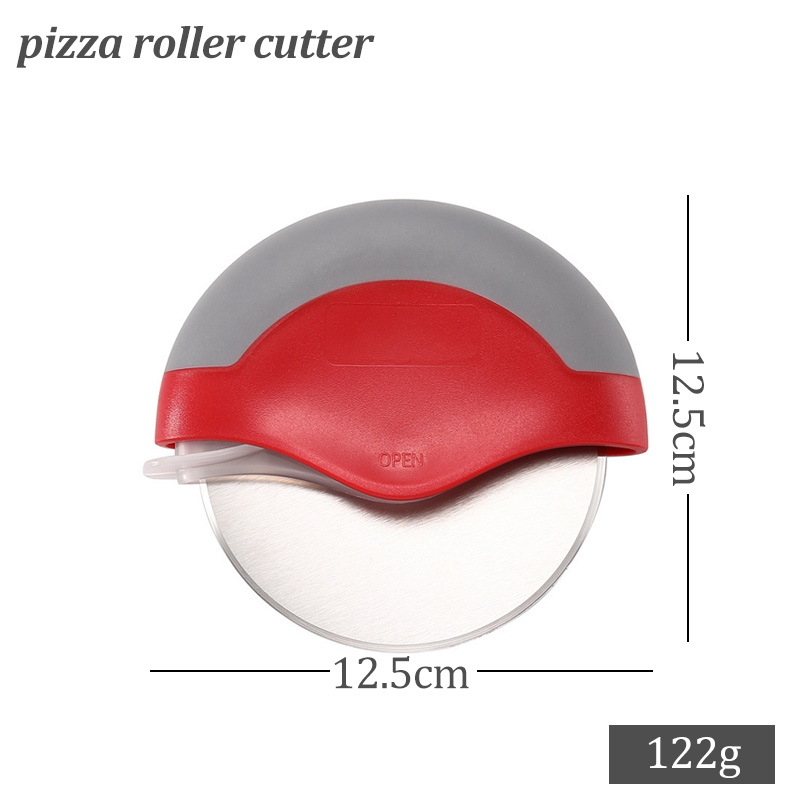 Cortador de Pizza de acero inoxidable, cuchillo para Pizza, cortador de rodillo de pastelería, accesorios de utensilios de cocina para el hogar, mangos de madera, cortador de Pizza: Amarillo claro