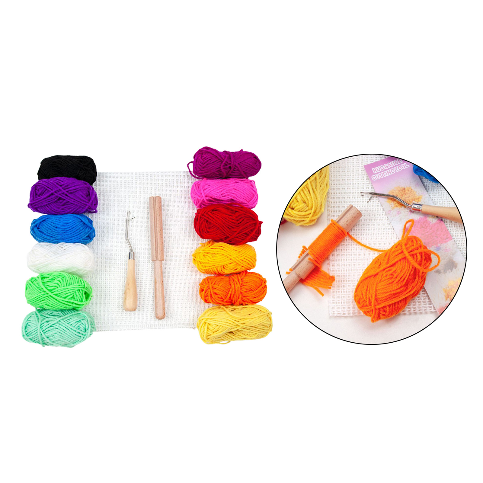 Latch Hook Rug Yarn Kits for Beginners Supplies Carpet Making Sewing Kit