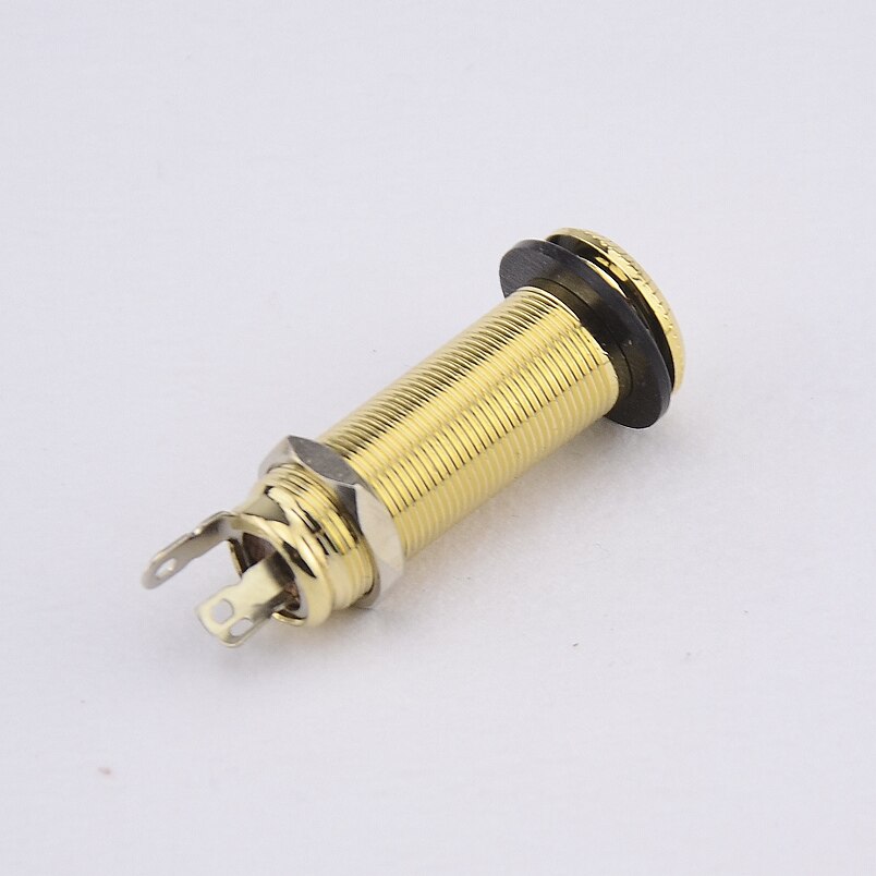 【Made in Korea】 1 pieza GuitarFamily estéreo Jack de salida largo roscado para bajo de guitarra eléctrica (#0397): Gold 1 Piece