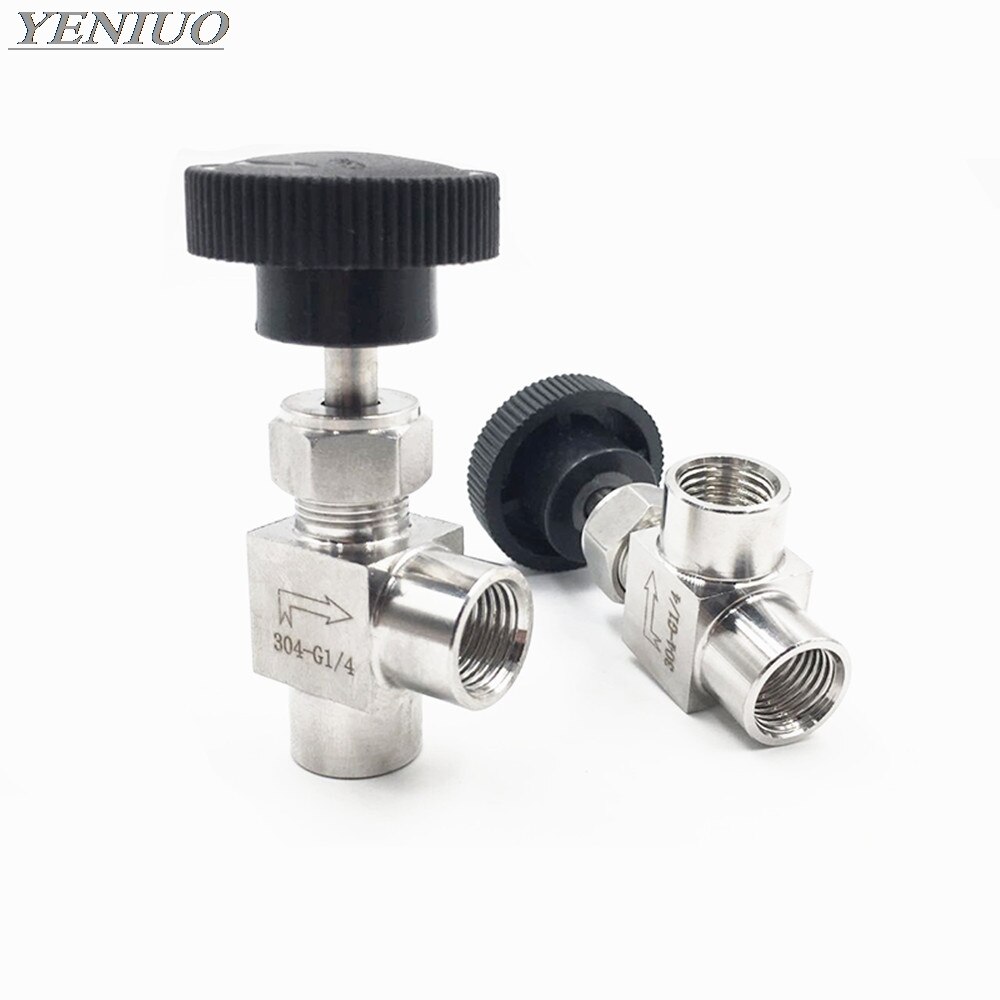 Needle valve Adjustable Needle Valve G1/8'' 1/4'' 3/8" 1/2" Female Thread Right Angle 90 degree SS304 For Water Gas Oil