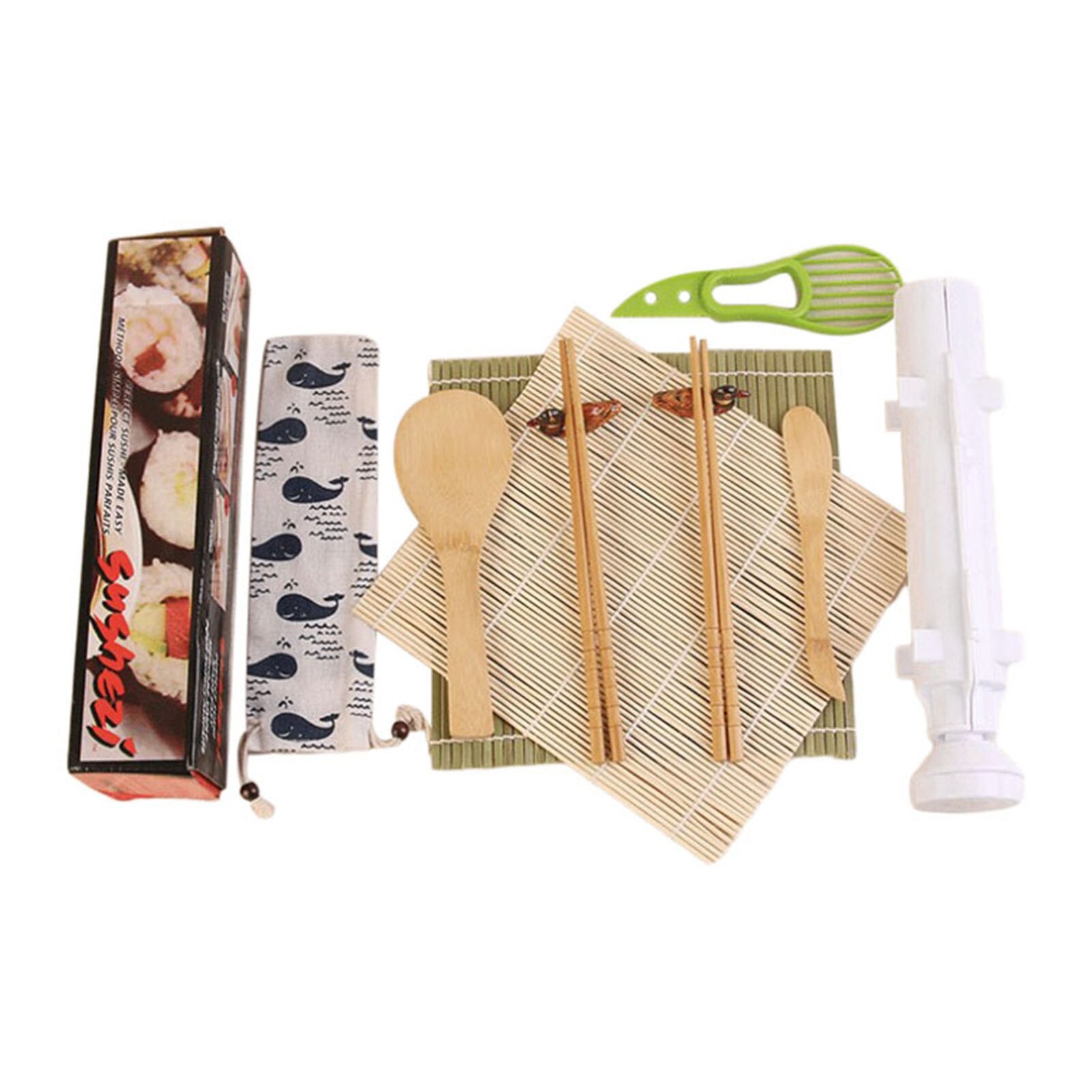 11 Pcs Bamboo Sushi Making Kit Sushi Complete Sushi Set Sushi DIY Making Tools Save Time For Beginner Easy To Use