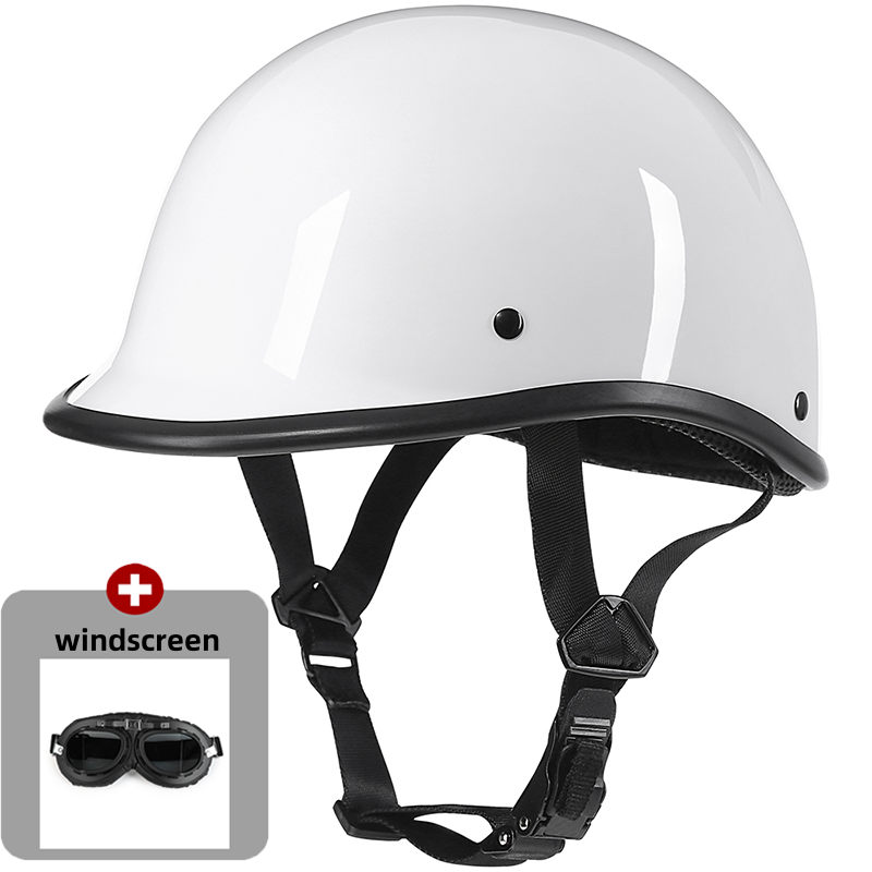 Medio casco de motocicleta casco Vintage alemán Moto motocicleta cara abierta retro scooter medio casco motociclista piloto casco: Champán / M