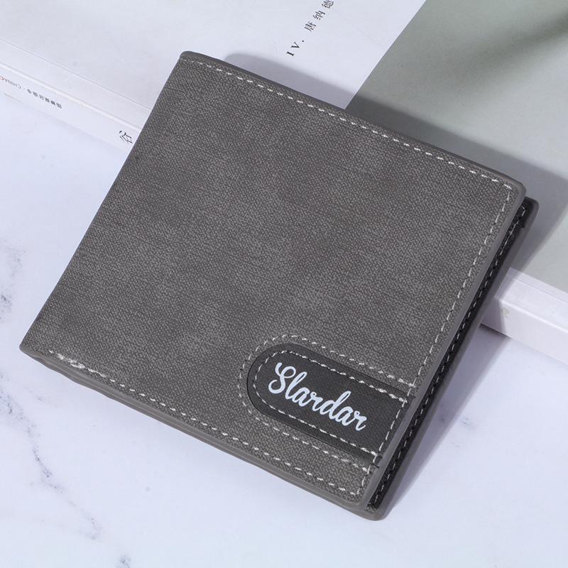 men's wallet thin portefeuille leather wallets long purse slim billeteras para hombre mans clutch pocket go carteira em couro: Gray  short