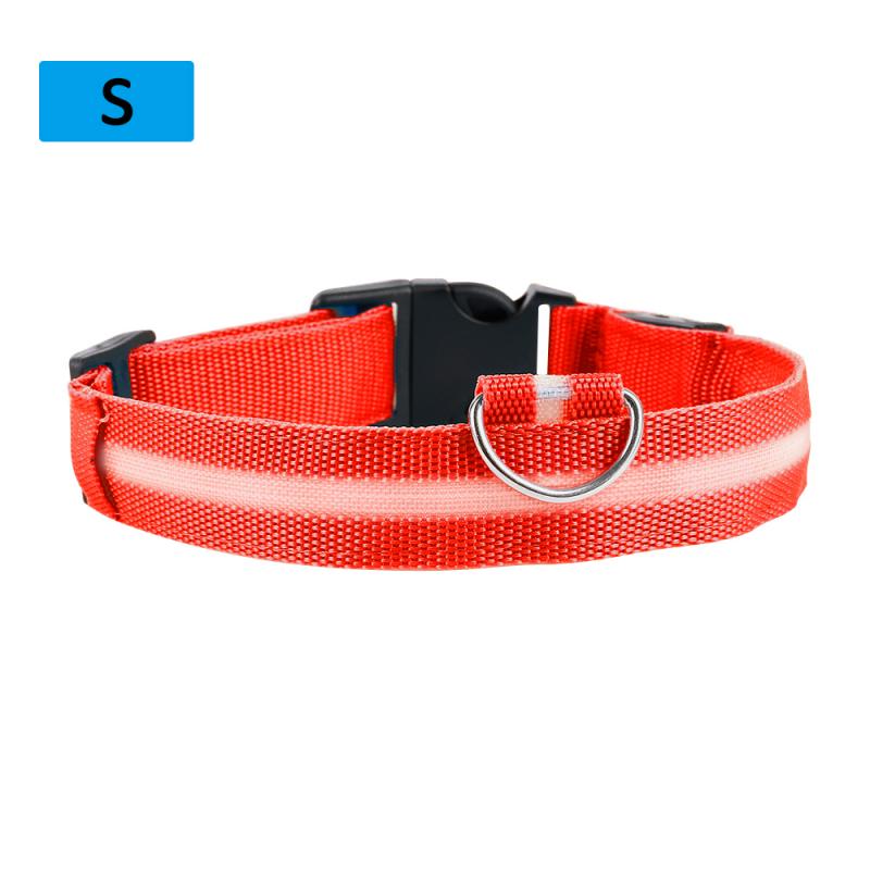 Usb Oplaadbare Nylon Led Dog Pet Collar Knipperende Lichtgevende Veiligheid Light Up Pet Veiligheid Led Leash Rope Belt TSLM1: Rood