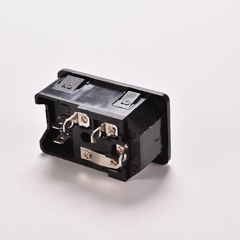 1pcs Black 10A 250V IEC320 C14 3 Pin Fused Power Socket Connector with Rocker Switch