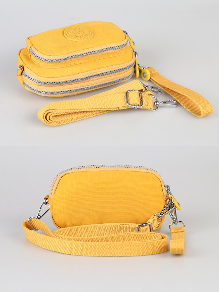 Pochettes en nylon imperméables avec une bandoulière sac de messager pour femme: Jaune