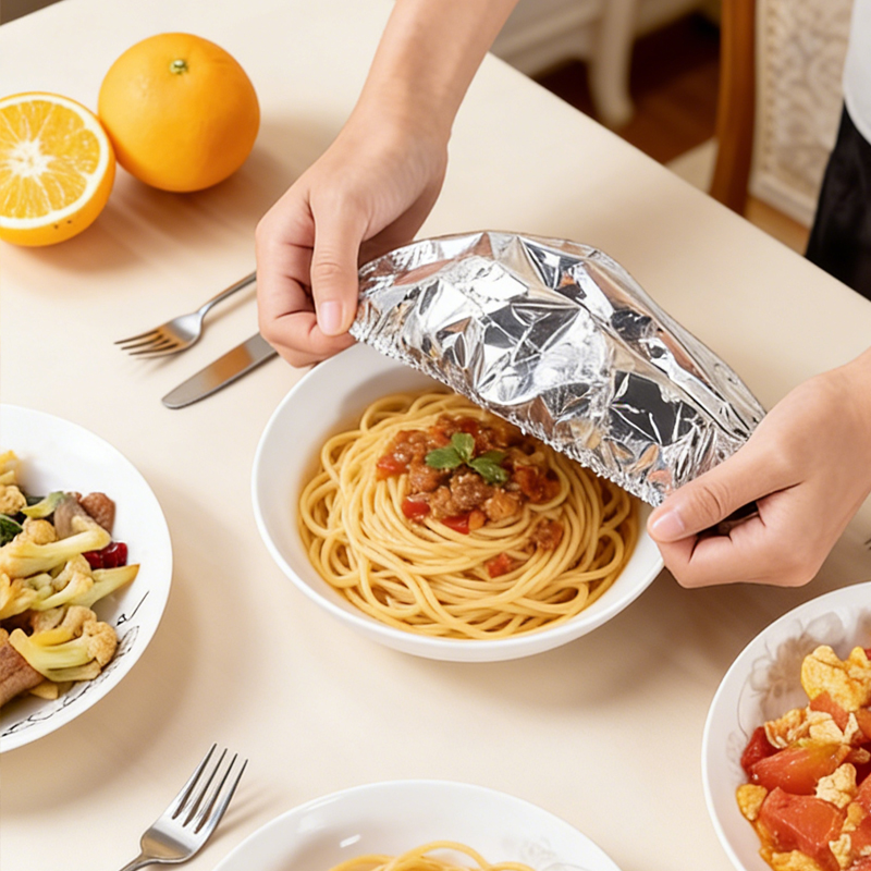 10-50pcs Aluminum Foil Insulation Covers Keep Food Warm Fresh Repeatable Kitchen Food Covers Bowls Plates Adjustable Cling Wrap