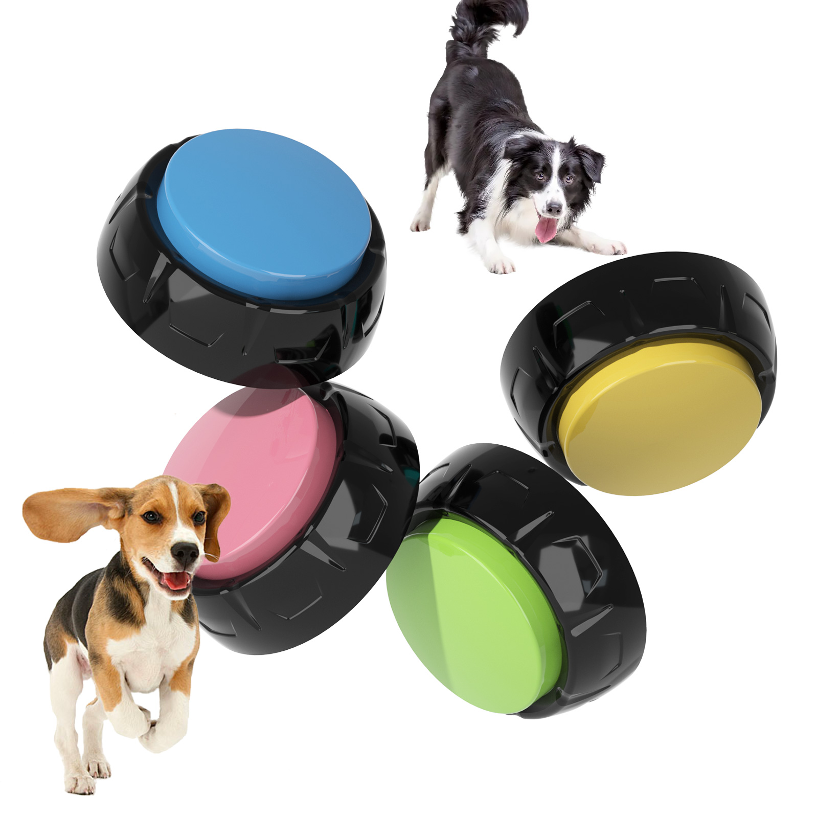 Trainingsknoppen voor huisdieren Opneembaar pratend speelgoed voor huisdieren Interactief speelgoed voor huisdieren Spraakknoppen Spraakknop voor honden van alle maten: Black