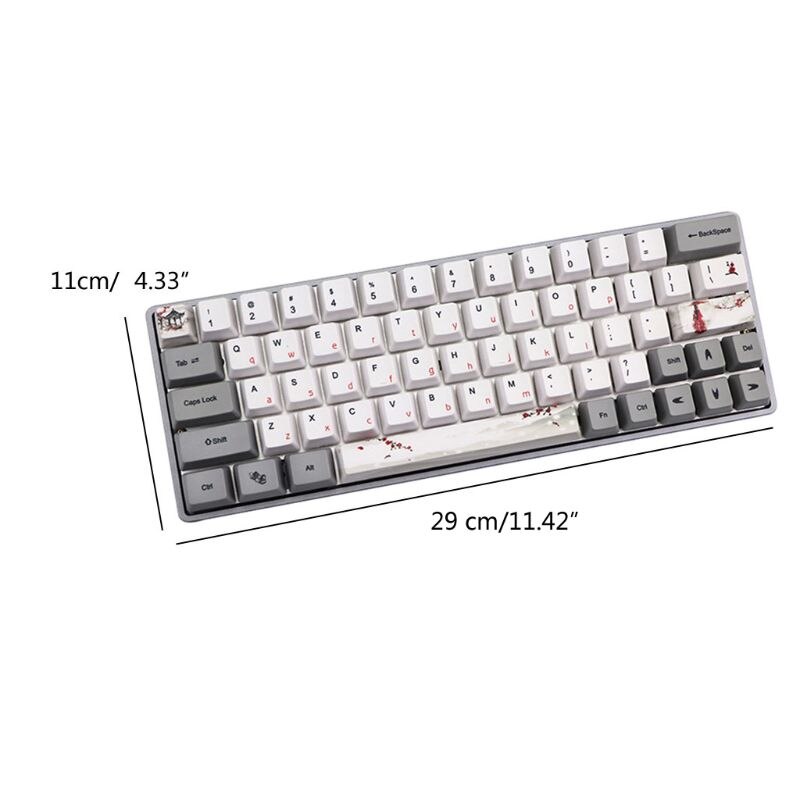 PBT Keycap Set - Dye-Sublimation Whale & Ink Plum - OEM Profile - For GH60 GK64 Mechanical Keyboards