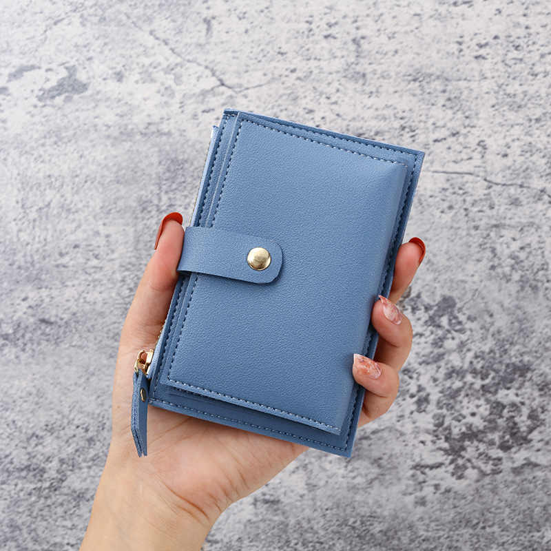 Wallet female ins students wallet female ultra-thin card bag one small change bag clutch bag: Blue
