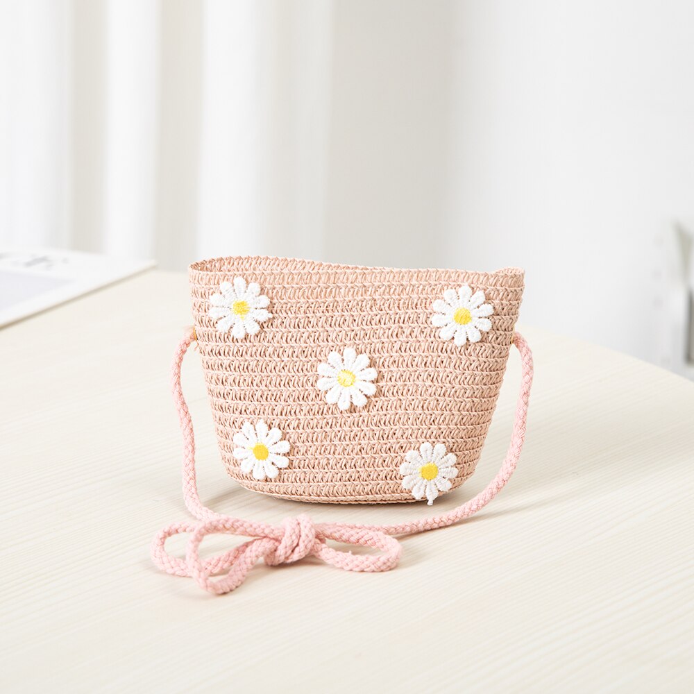 Handgemachte Sommer Kinder Mädchen Schulter Tasche Daisy Blume Stroh Umhängetasche Kinder Schlüssel Geldbörse Nette Prinzessin Mini Handtasche: Style 10