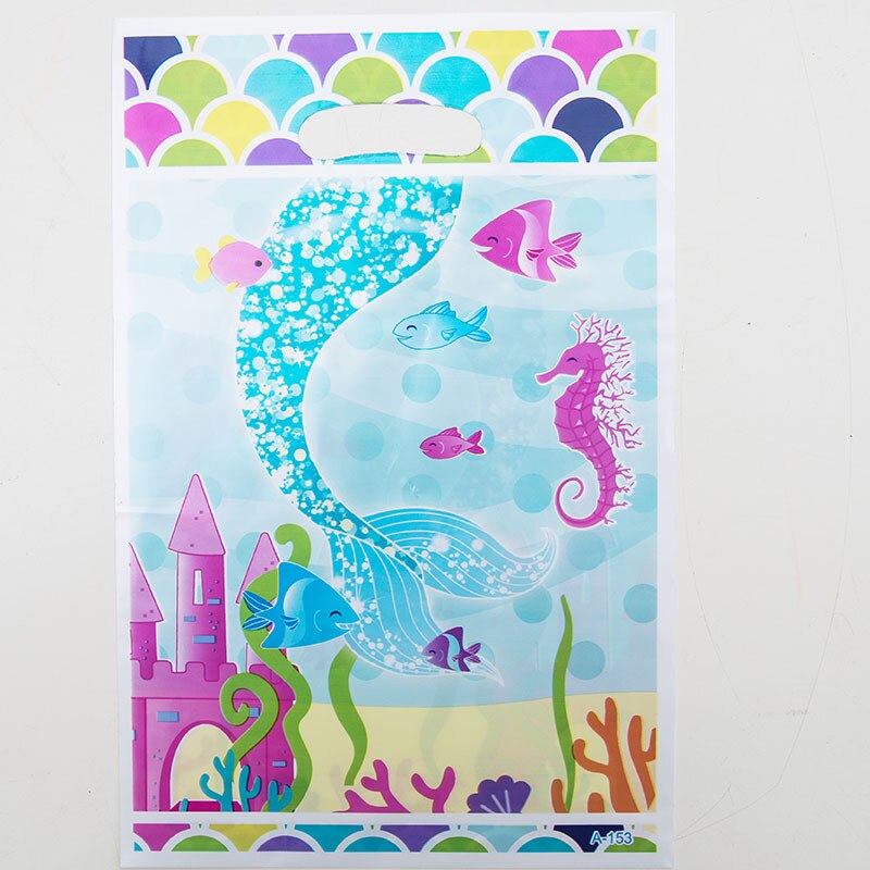 Mermaid Theme Birthday Party Decoration Mermaid Party Disposable Tableware Set Cake Topper Baby Shower Girl 1st Birthday Party: 10pcs bag