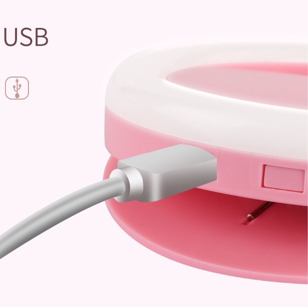 Aro De Luz Selfie Anillo De Luz Led Portátil Para Móvil USB 3 Intensidades color rosa azul negro y blanco