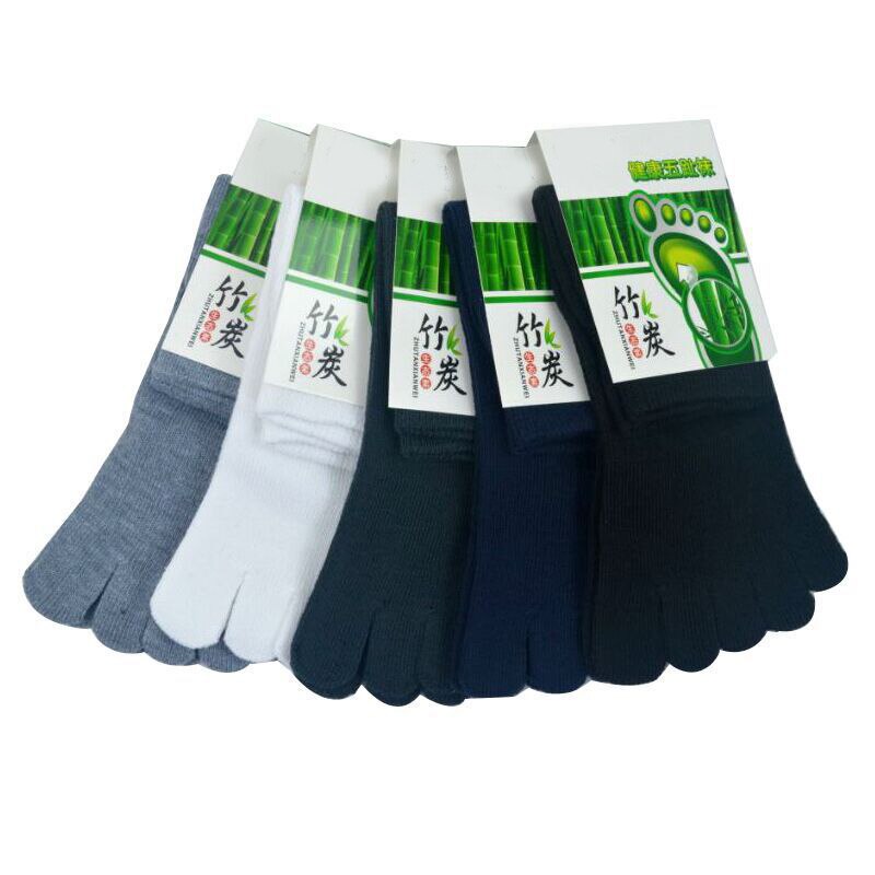 5 Pairs/Lot Bamboo Fiber Men's Five Toe Socks Set Spring Winter Business Black Tabi Short Socks for Male Big Size