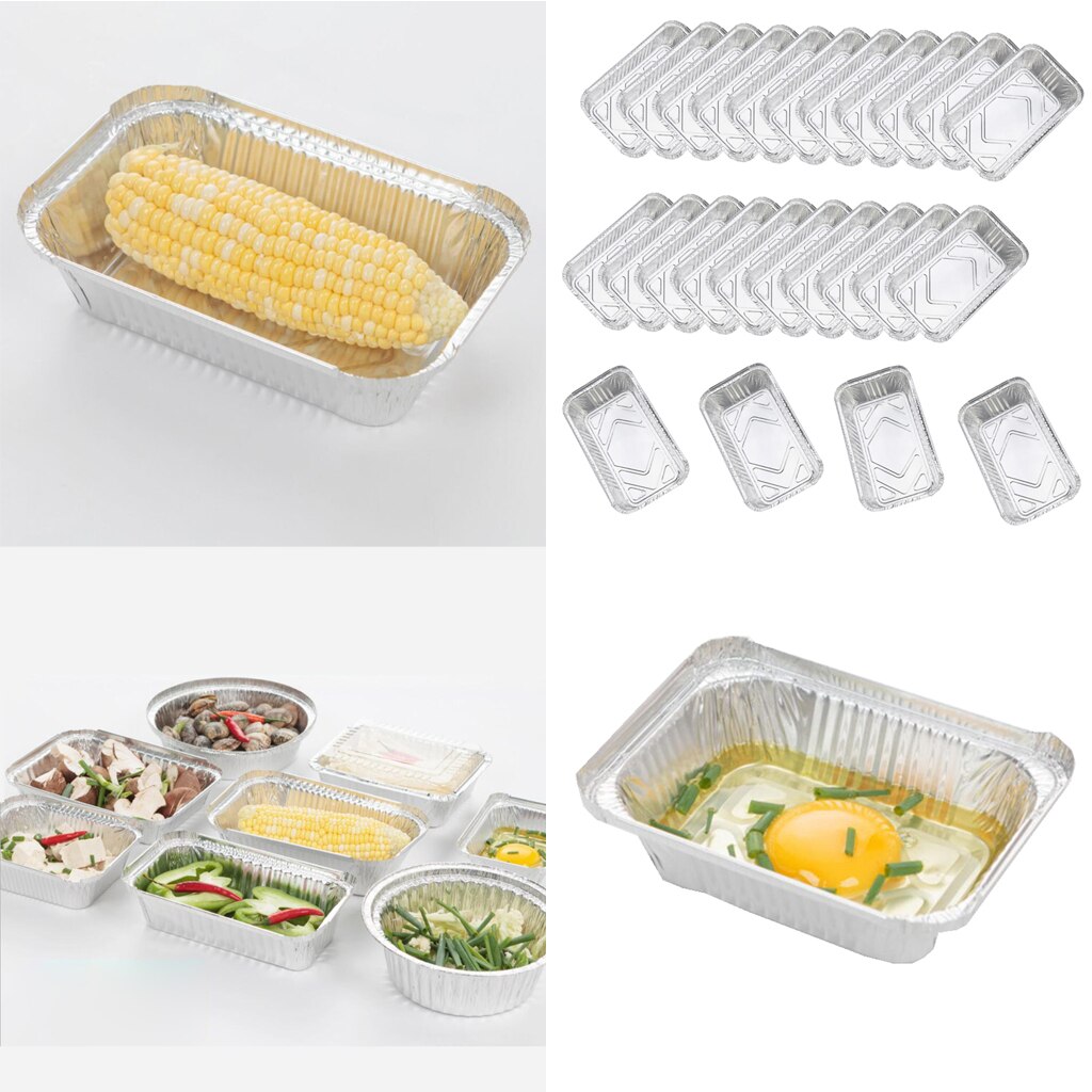 25x Disposable Tinfoil Baking Pan Takeaway Food Container BBQ Tray
