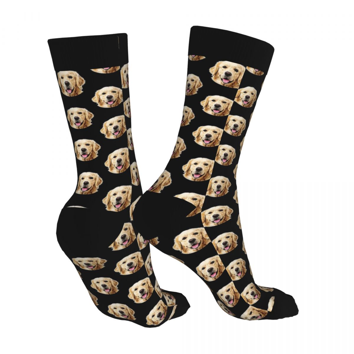 Calcetines divertidos de retrato de cara de Golden Retriever para hombre, ropa de poliéster 90%, calcetines gruesos de tubo medio de perro Humor, otoño