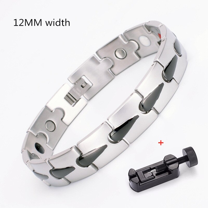 Neue Magnetische Energie Armbinde Für Männer Frauen Arthritis Bio Magnet Therapie Titan Stahl Armbänder Armreif Gesundheit Pflege Schmuck: 12mm Schwarze w Werkzeug