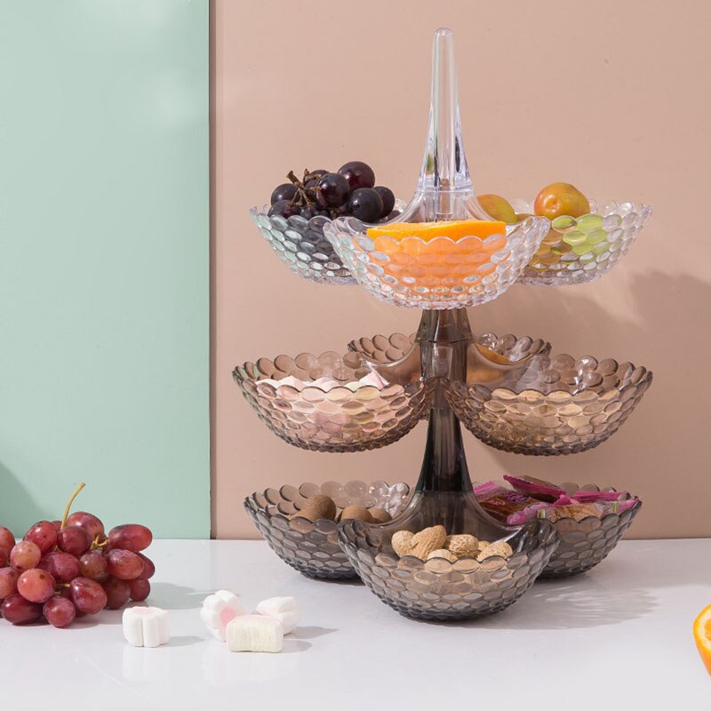 Fruit Plate Containing Multi-layer fruit tray Superimposed Candy Plate Dried Fruit Stackable Snack Serving Bowl
