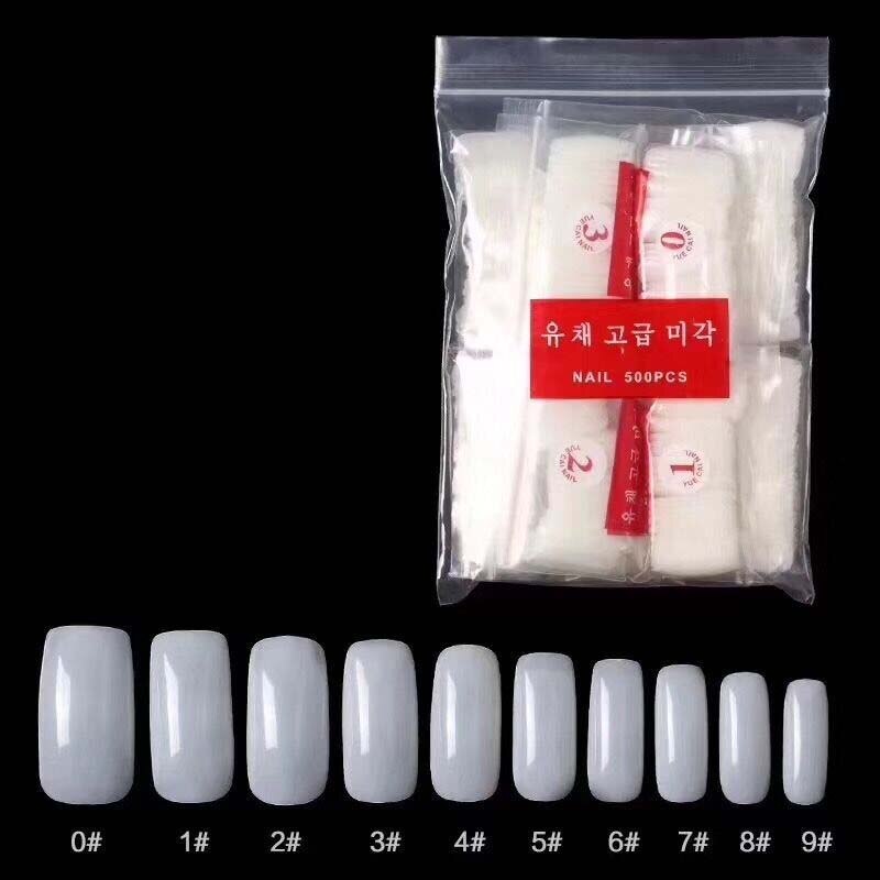 500 stks/zak Transparant/Natuurlijke Kunstmatige Valse Nagels Volledige Dekking Franse Valse Manicure Nail Art Tips: A