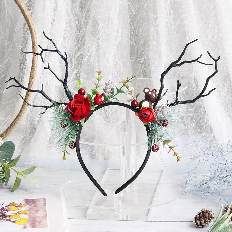 Rama, cuerno de ciervo, diadema, pájaro, tocado de mariposa, espectáculo de noche de Halloween y Navidad para niños: Bear style