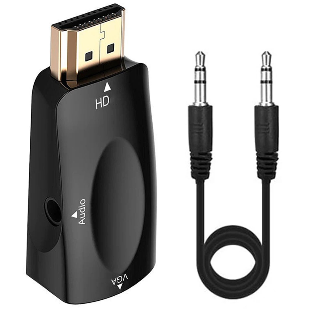 HDMI-kompatibel zu VGA Kabel Konverter Stecker Auf Famale Konverter Adapter 3,5mm Jack Audio HD 1080P Für PC Laptop Tablet Projektor: Default Title