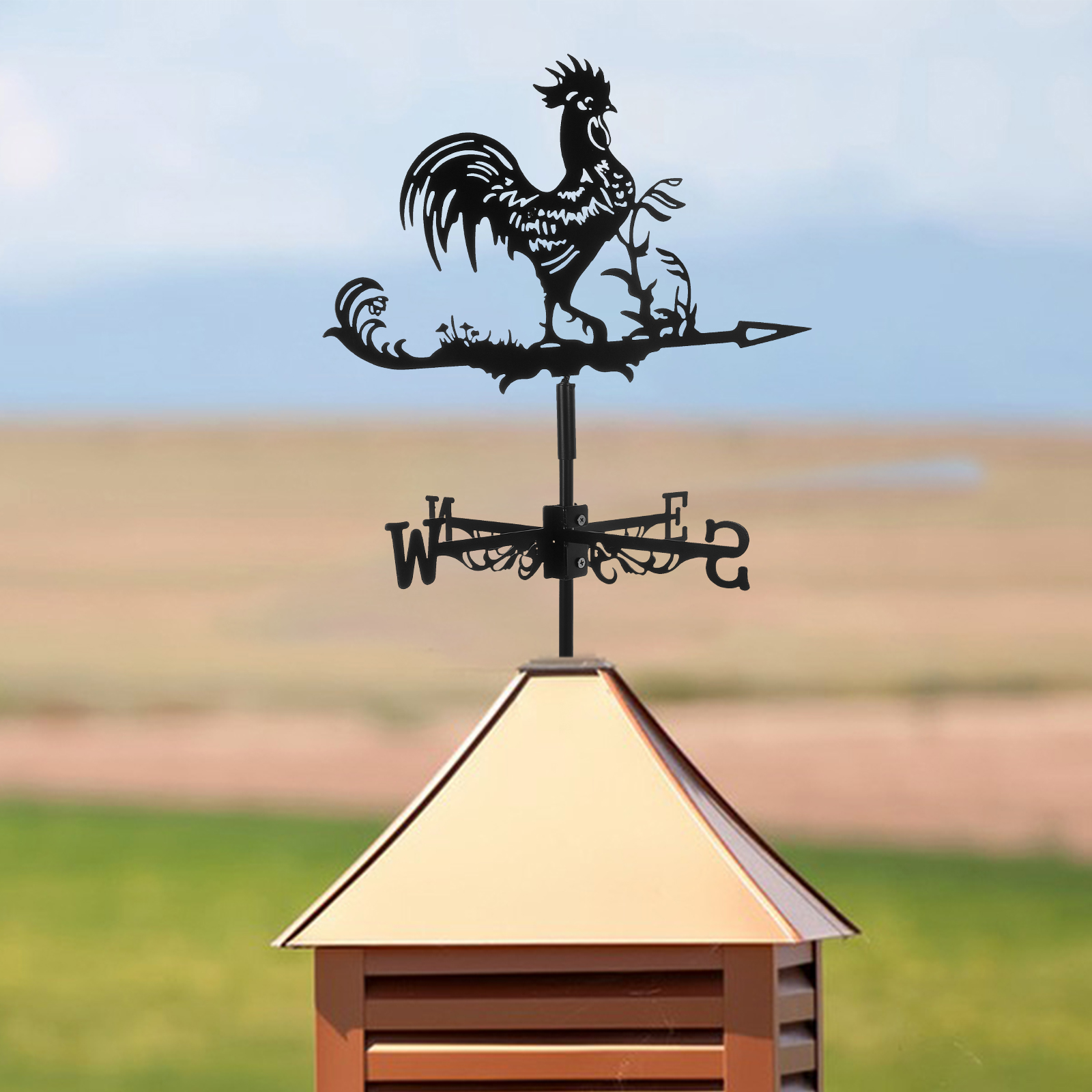 Farm Yard Metal Wrought Iron Roof Decoration Weather Vane Indicator Sign Vanes for Sheds Ornament Garden: Default Title
