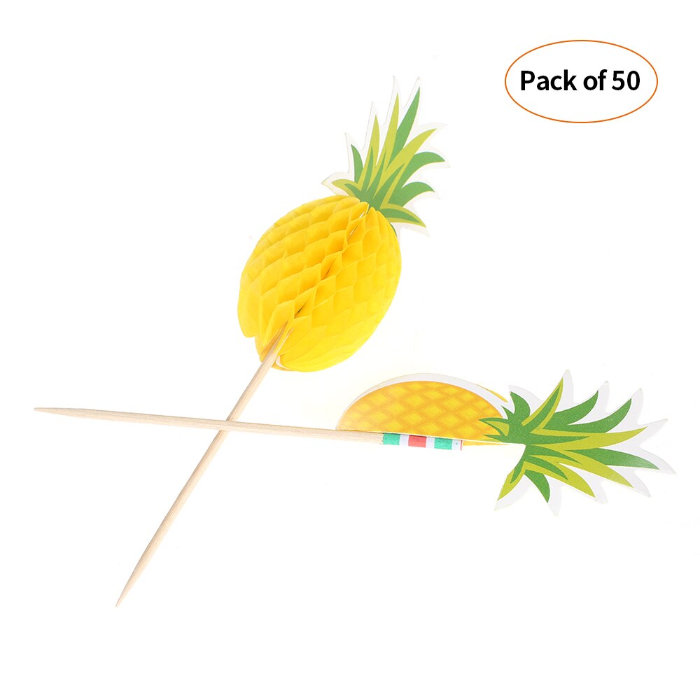 50 Stuks Cupcake Topper Cake Picks Decoraties 3D Ananas Fruit Tandenstokers Voor Bruiloft Verjaardag Party Bakken Decor Gereedschap