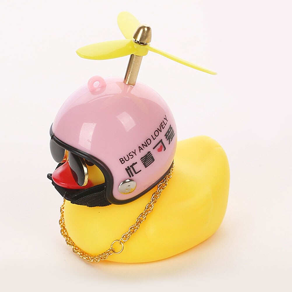 Kleine Gelbe Ente Auto Dekoration Windjacke Entlein mit Helm Auto Zubehör S66: beschäftigt niedlich Propeller