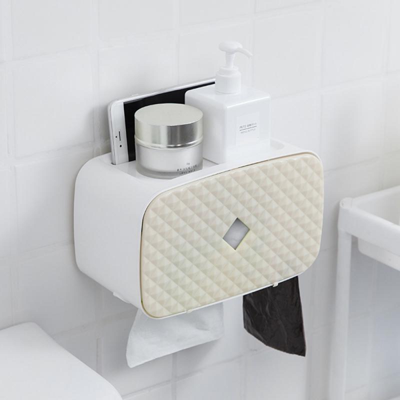 Household Waterproof Wall Mounted Toilet Paper Tray Roll Paper Tube Storage Box Tray Tissue Box Shelf Home Bathroom Product