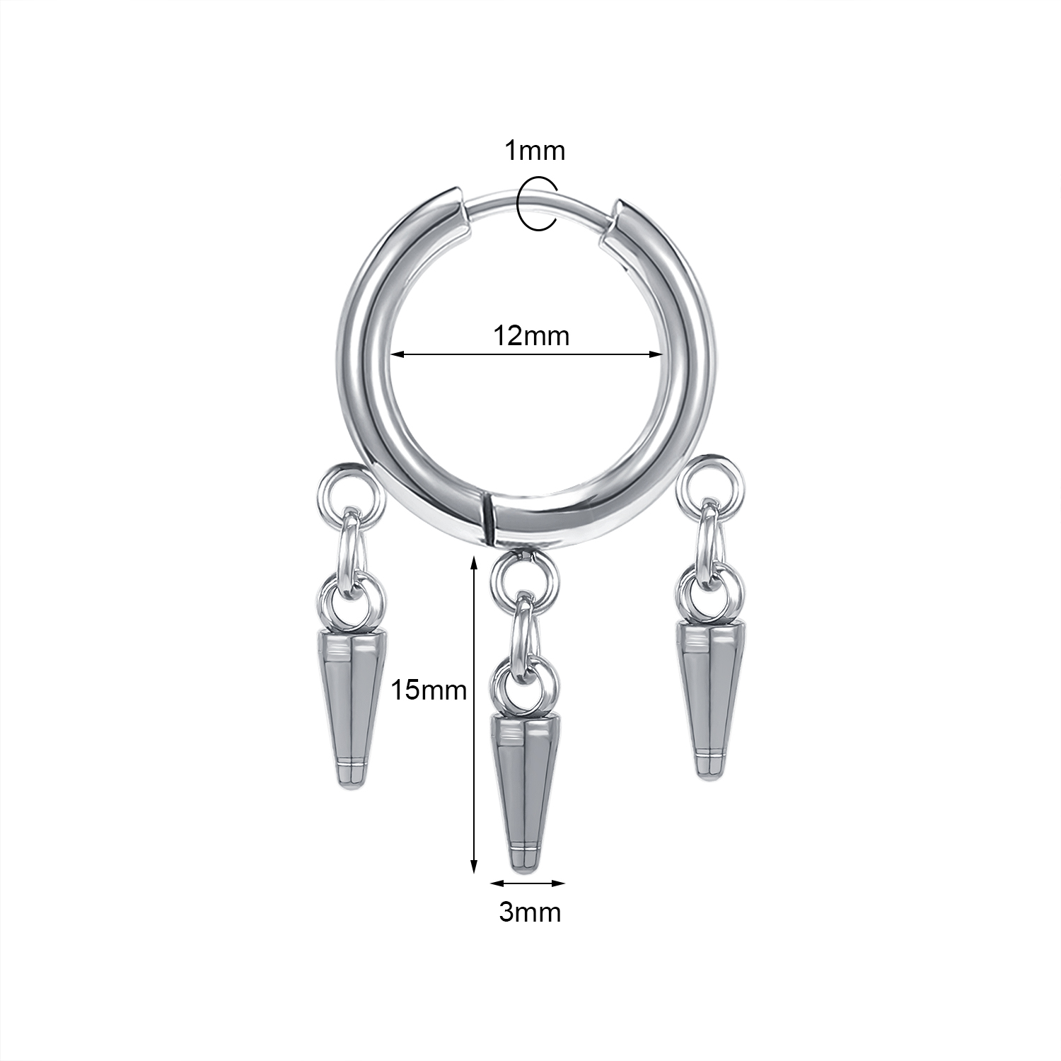 Zs 1Pc 20G Punk Zwaard Oorbel Rvs Kwastje Oorringen Zwarte Ketting Oor Hoepel Voor Dna Jongen crossear Piercing Sieraden: WHITE / Black Gun Plated