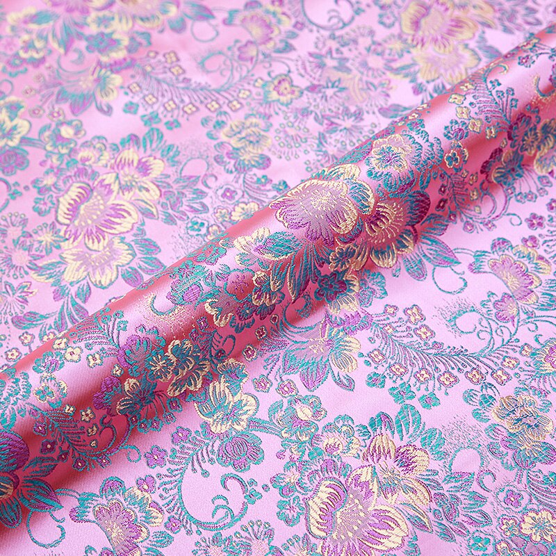Brocade pattern garment fabric satin jacquard fabrics for sewing cheongsam diy patchwork garmen: fenhong