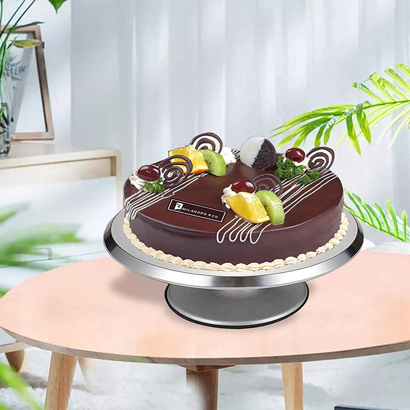 Aluminium Alloy Rotating Cake Turntable 12'' Revolving Cake Stand with Non-slipping Silicone Bottom Ideal Cake Decorating Supply