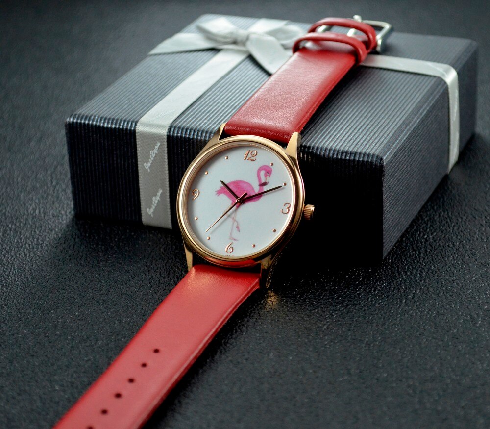 Flamingo Horloge Rode Band Unisex Wereldwijd
