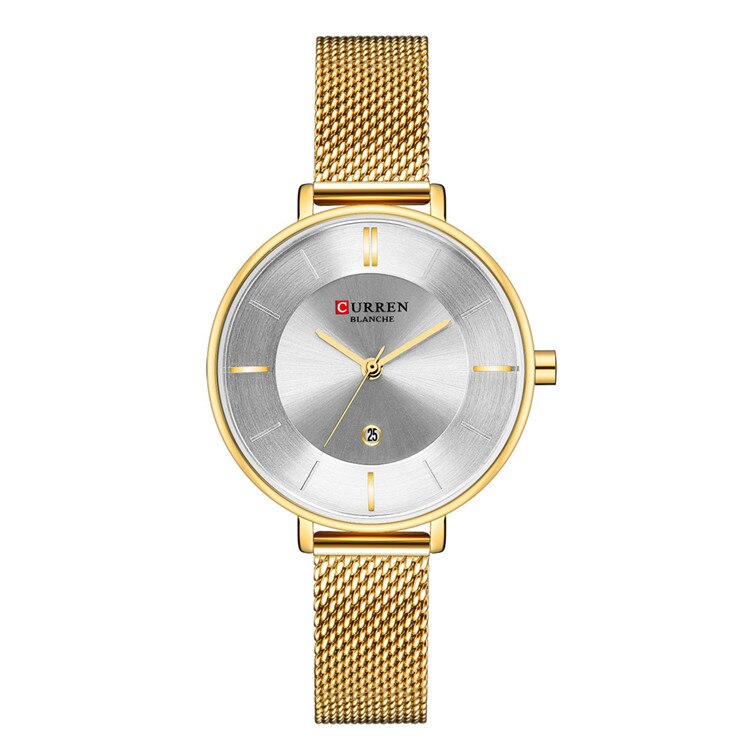 Mooie Vrouwen Horloge Dunne Quartz Bangle Horloge Voor Vrouwen Rvs Horloge Dames Jurk Klok Vrouwelijke: gold white