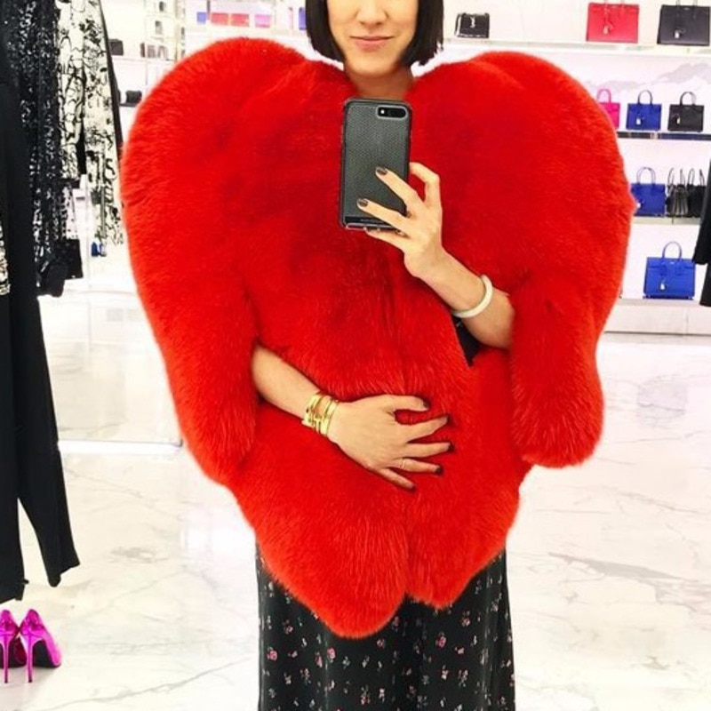 [EAM] Spring Heart Pattern Personality O Collar Zipper Sleeveless Exaggeration Coat Women Tide OB140