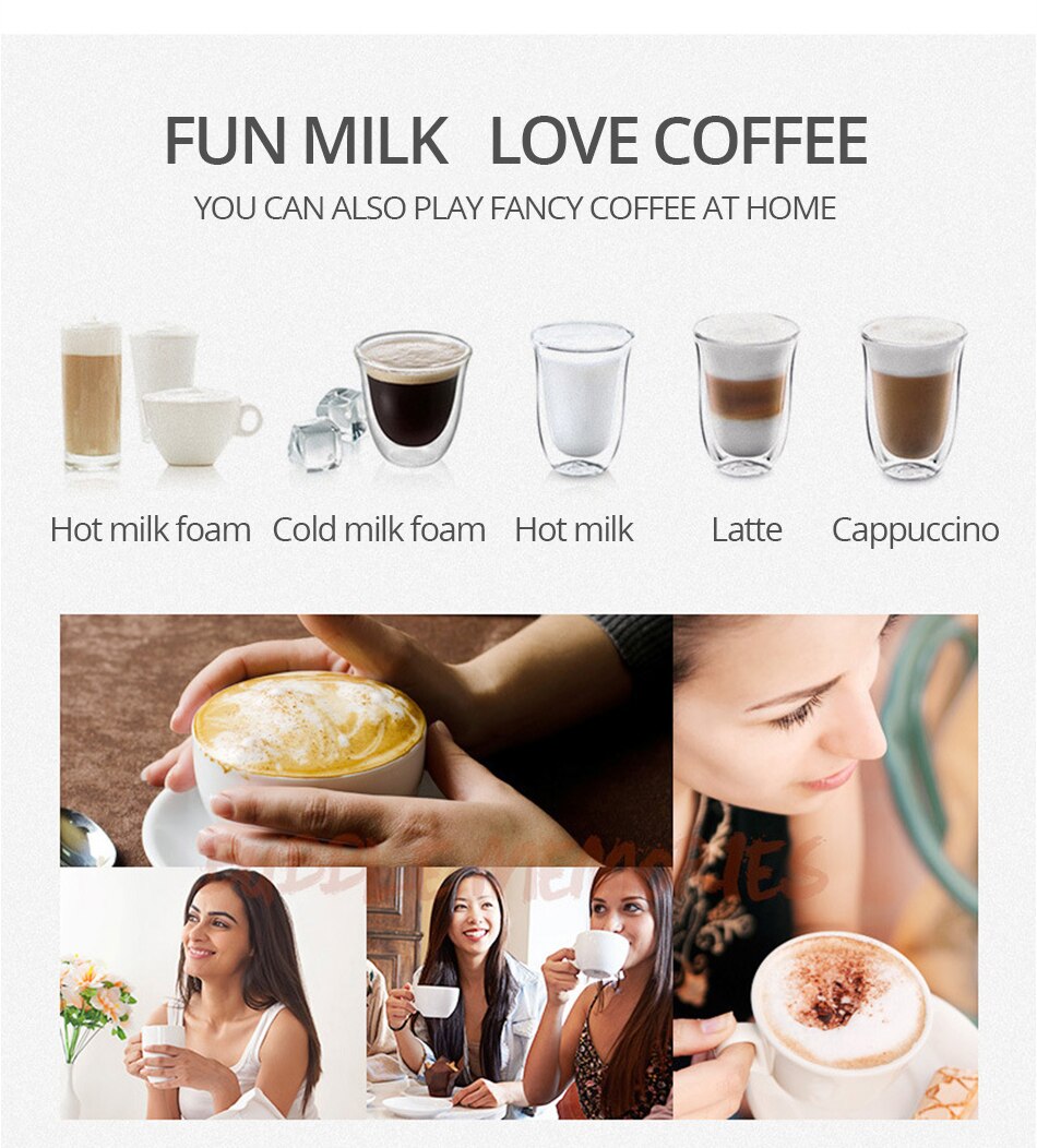 Cappuccinador eléctrico de espuma de leche automática, café /frío, espuma de acero inoxidable, agente de soplado de leche multifunción