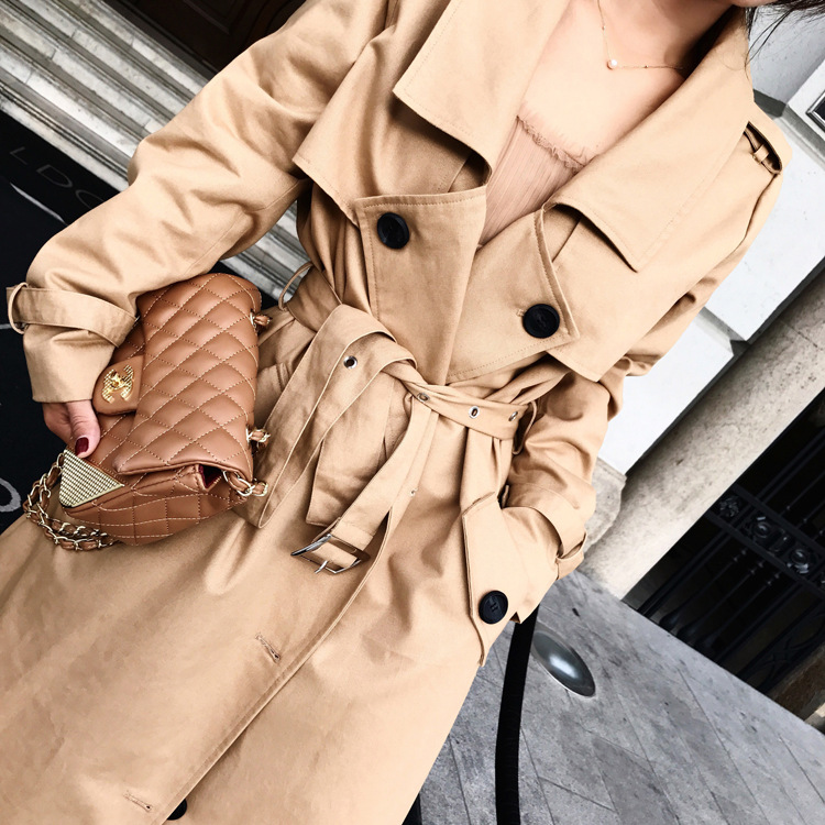 Women Element Trench Coat for Women Mid Length Fried Street Small British Spring Autumn Coat Women