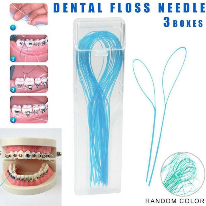 105 Pcs Dental Floss Threaders Simple Loop + Case For Braces Bridges Implants