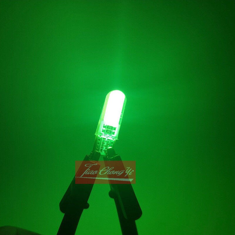 T10 W5W LED interior del coche luz COB de silicona auto lámpara de señal 12V 12V 194 de 501 bombilla de estacionamiento de cuña lateral para lada estilo de coche 1-10 Uds: Green / 10PCS