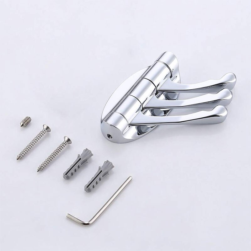 Cooanho drejelig krog solid metal foldbar håndklædekrog, drejearm svingarm tredobbelt knagerække, vægmonteret