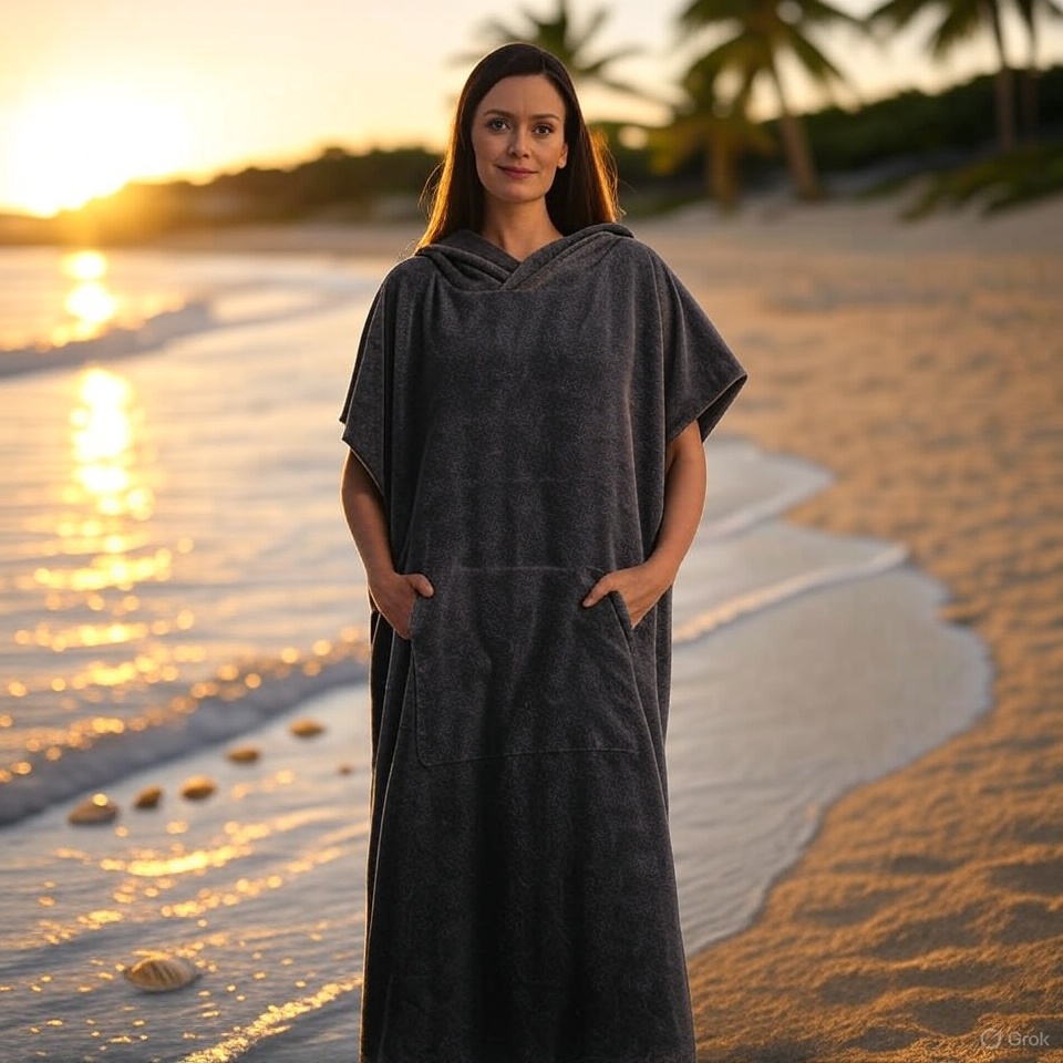 Surfen-Poncho, Handtuch-Poncho, schnell trocknendes Handtuch, Kapuzenpullover, Mikrofaser, Strandmantel, Wickelponcho, Badetuch, Strandponcho für Erwachsene