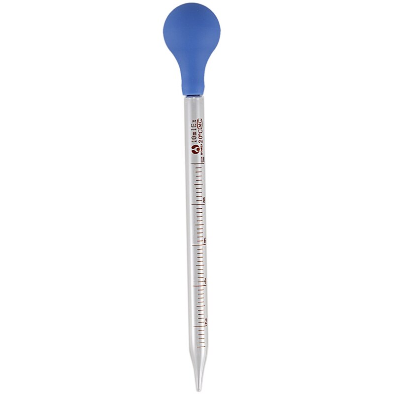 10ml Rubber Head Glass Dropper Glass Pipette Lab Dropper Pipet With Scale Line Blue&Transparent